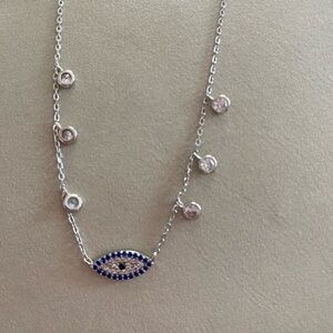 Authentic Swarovski Silver Protective Eye Adjustable Necklace